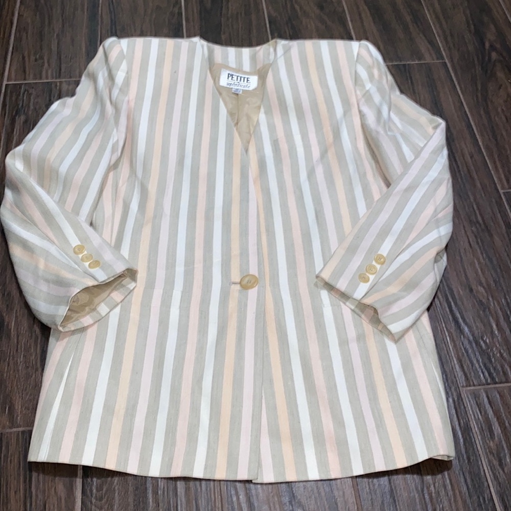 COPY - Vintage Petite Sophisticate linen striped blazer